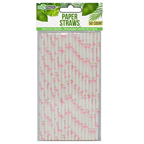 BIO PACK PAPER STRAWS 50pcs FLAMINGOS