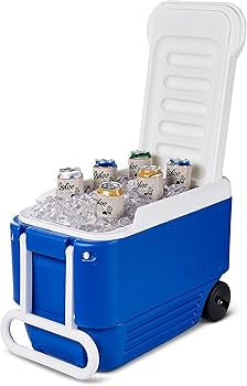BLUE 38QRT COOLER WITH WHEELS