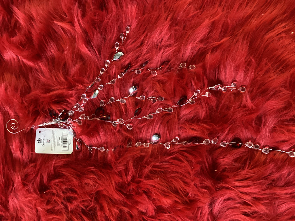 CLEAR BEAD AND RED DIAMOND ORNAMENT