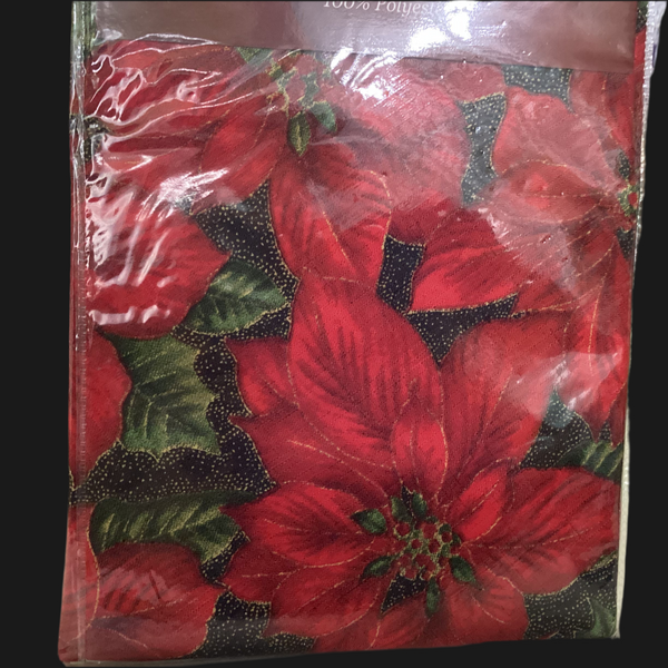 RED POINSETTIA FABRIC TABLECLOTH