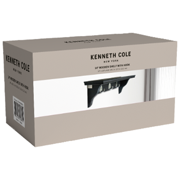 KENNETH COLE 14” WOODEN SHELF  WITH HOOK