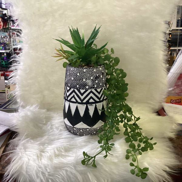 ARTIFICIAL CEMENT POT WITH PLANT