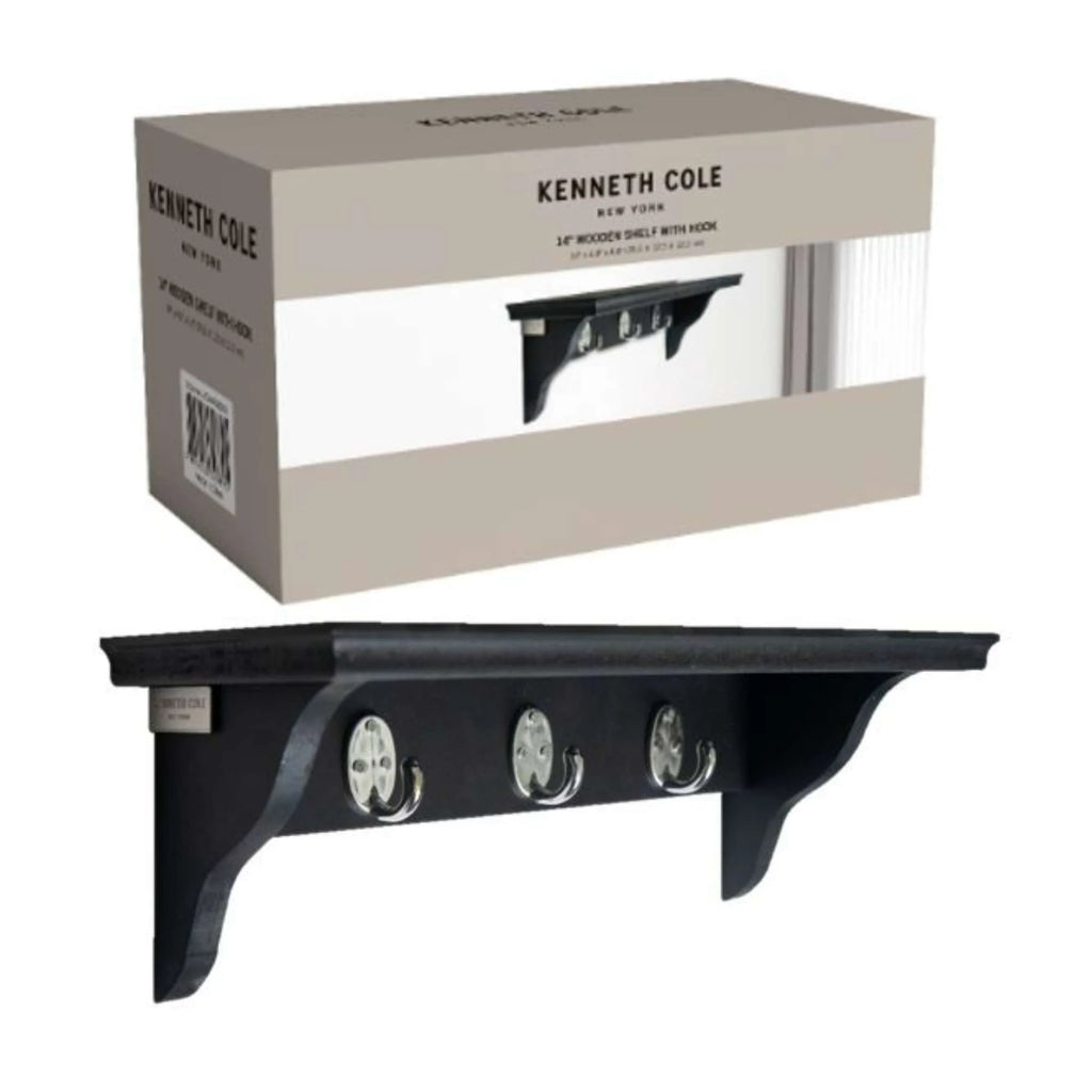 KENNETH COLE 14” WOODEN SHELF  WITH HOOK