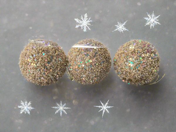 GLITTER COATED CHRISTMAS FOAM BALLS