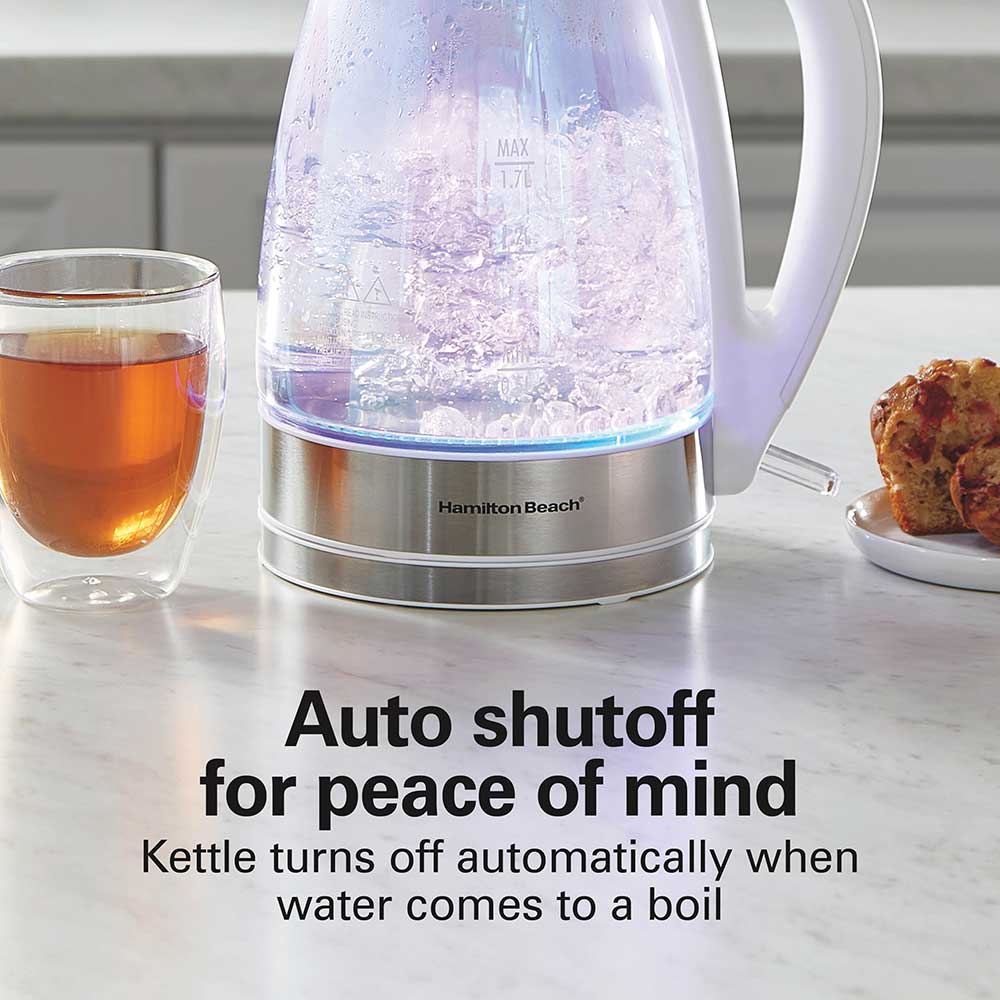 HAMILTON BEACH IRIDESCENT GLASS KETTLE (1.7L)