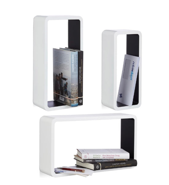 WS 3PC WOODEN WALL STORAGE BOX SET WHITE