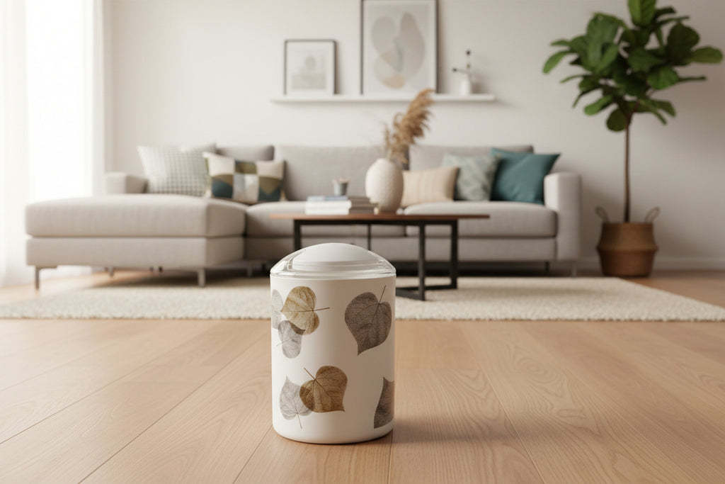 SWW Bath Garbage Bin with Leaves print