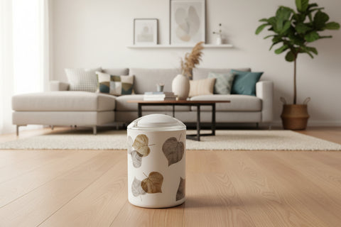 SWW Bath Garbage Bin with Leaves print