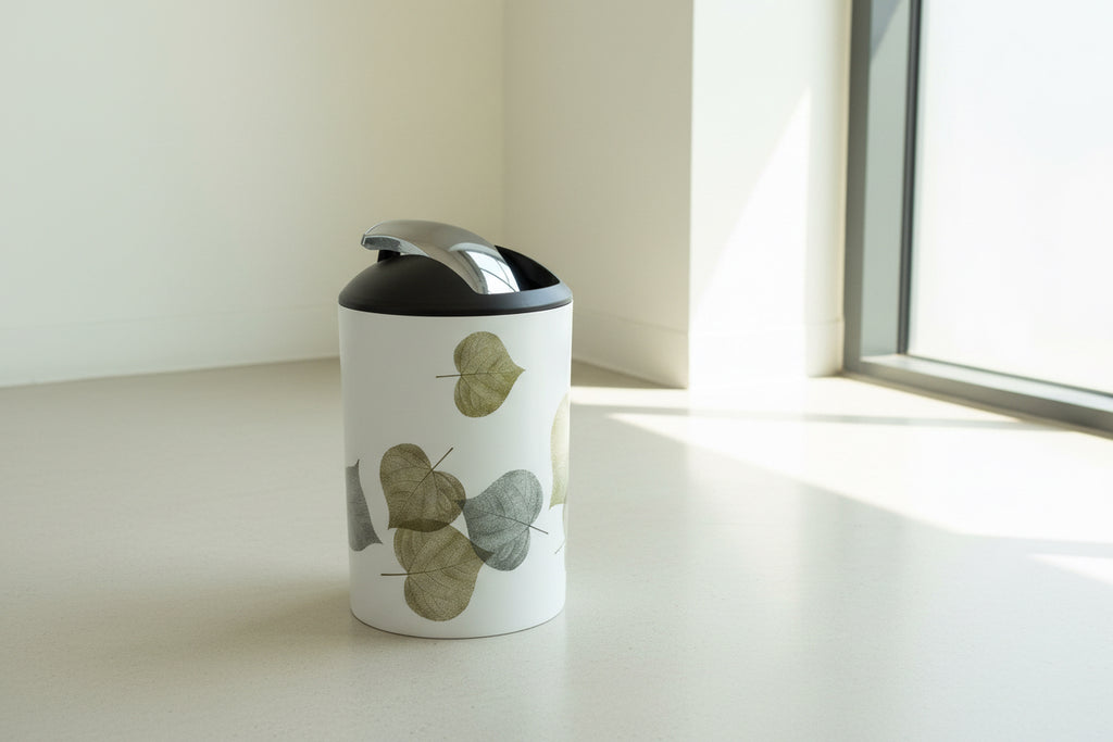 SWW Bath Garbage Can with Leaves print