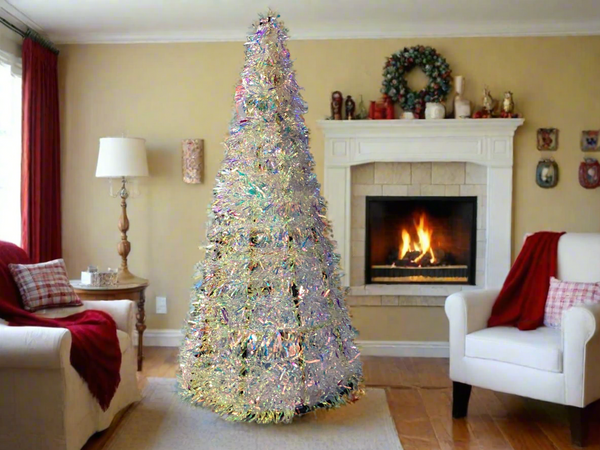 IRIDESCENT TINSEL DESKTOP GOLD  CHRISTMAS TREE