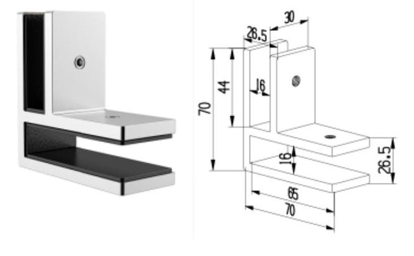 L CLAMP FOR 12MM GLASS RAILING