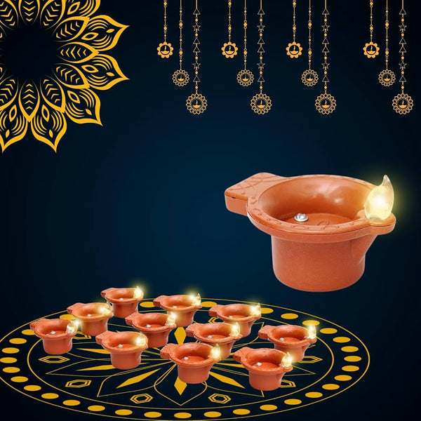 WATER LED DIYA WITH FLICKERING BULB (18PCS) per box