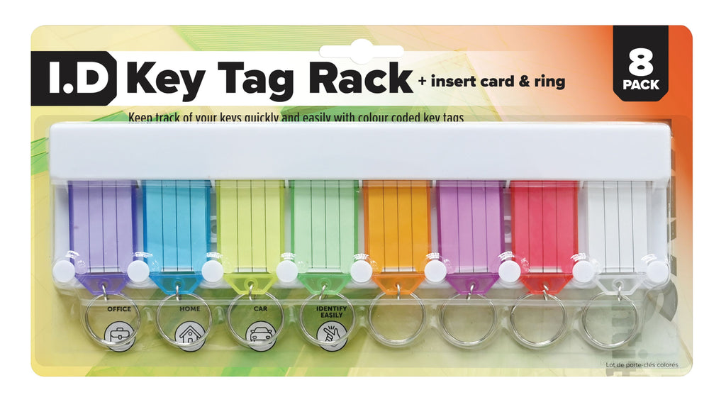 KEY TAG RACK 8 PK COLOUR CODED