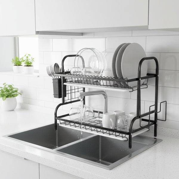 METAL DISH RACK 2 tier black