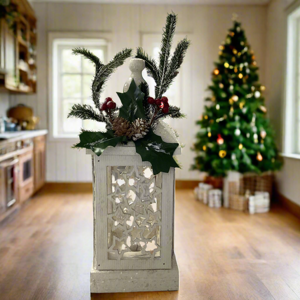 WOODEN LANTERN CHRISTMAS ORNAMENT (32cm)