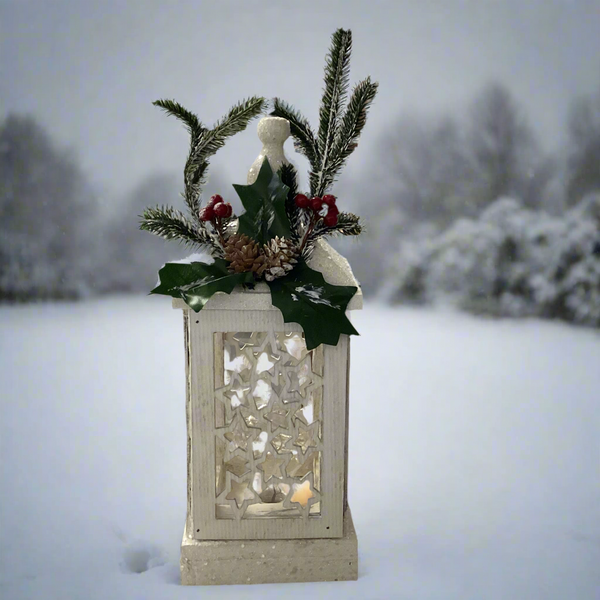 WOODEN LANTERN CHRISTMAS ORNAMENT (32cm)