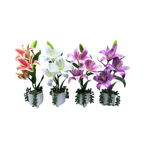 ARTIFICIAL POTTED STARGAZER LILLY PLANT