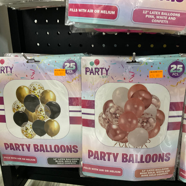 PARTY  LATEX BALLOONS 12” MIXED PACK 25PCS