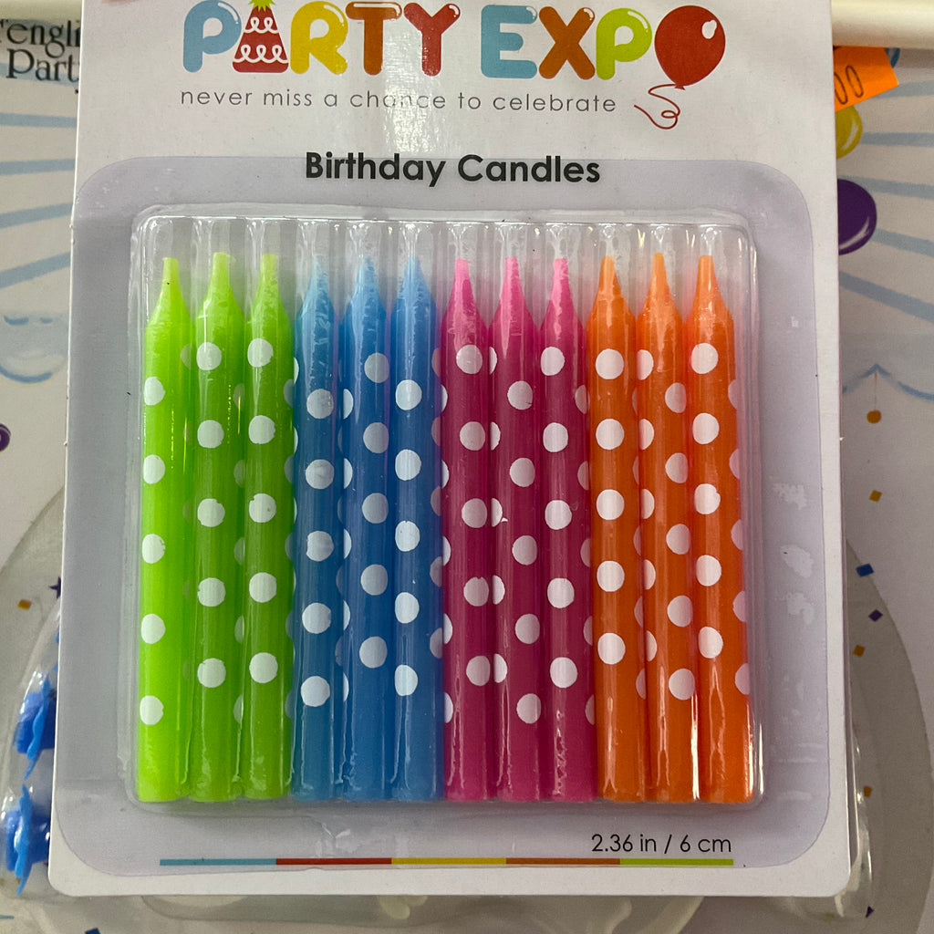 POLKA DOT CANDLES 12PK