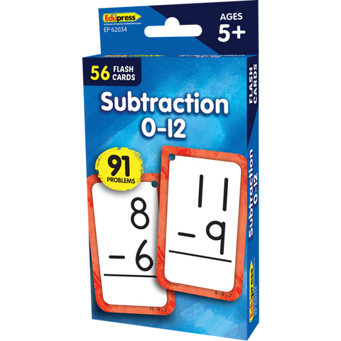 56 FLASH CARDS SUBTRACTION 0-12 CARDS