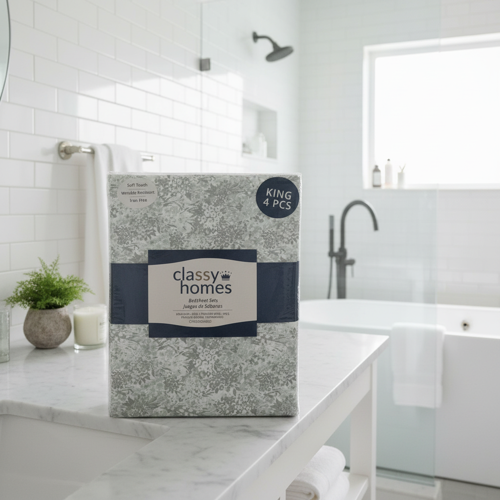 CLASSY HOMES KING SIZE 4 PC Bedsheet set