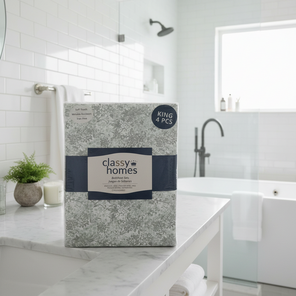 CLASSY HOMES KING SIZE 4 PC Bedsheet set