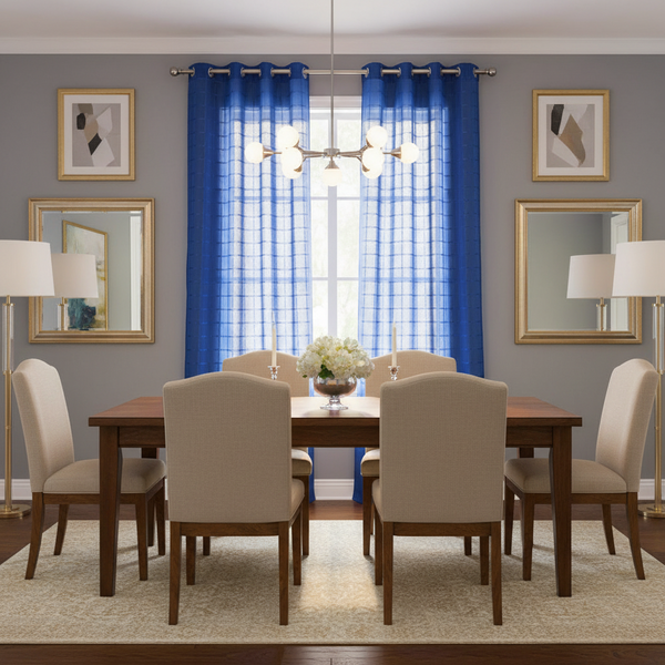 CLASSY HOMES NAVY SHEER CURTAIN