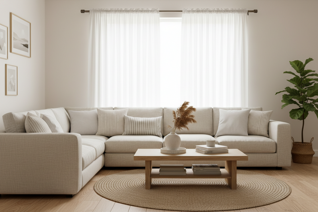 Classy homes sheer window curtain beige