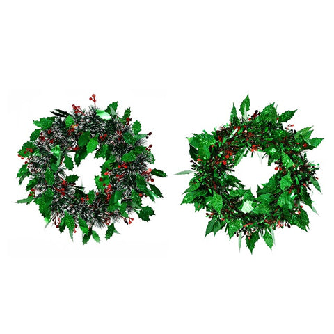 TINSEL WREATH HOLLY BERRY
