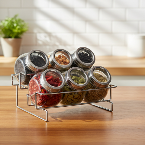 6PCS GLASS SPICE JAR SET