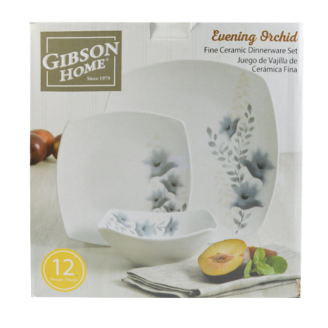 GIBSON EVENING ORCHID 12PC SOFT SQ D/WARE SET