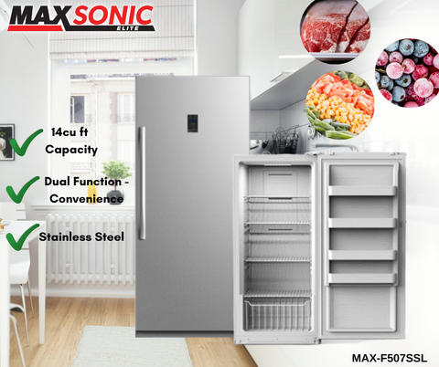 MAXSONIC ELITE MAXF507SSL UPRIGHT FREEZER
