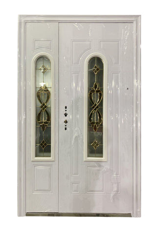 GLASS 2 DOOR & HALF STEEL SECURITY DOOR COLOR WHITE
