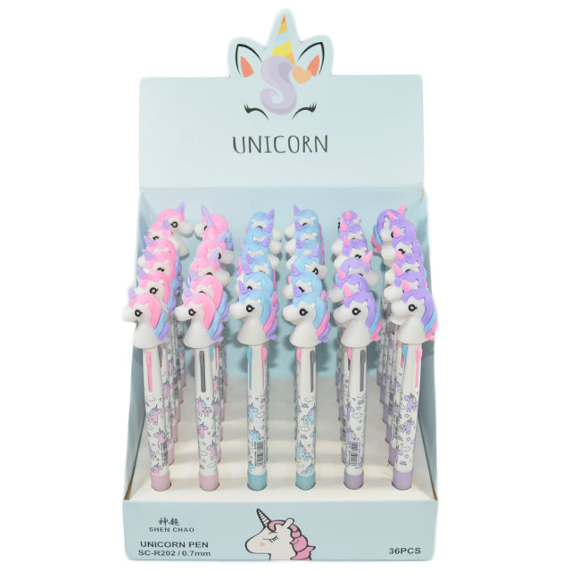 BALL POINT PENS W/UNICORN TOP 4 COLOR
