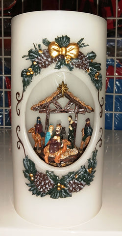 LIGHTED NATIVITY CANDLE WITH MUSIC