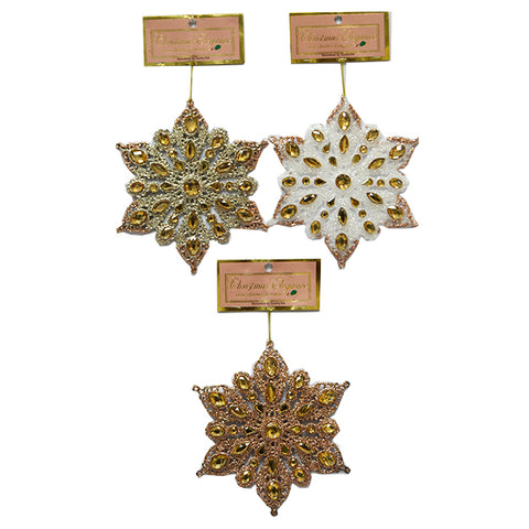 CHRISTMAS SNOWFLAKES ROSE GOLD W/STONES ASST