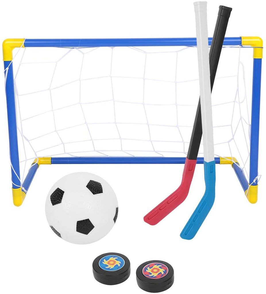 2 in 1 Sports Goal Net with Soccer Ball Ice Hockey Set with Hand Pump