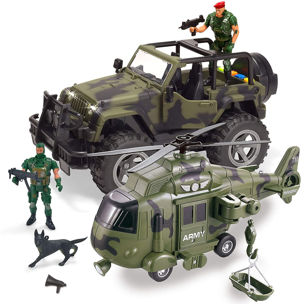 2 Pack Friction Powered Realistic Military Vehicle Car Set