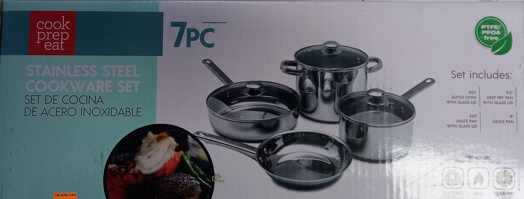 7PC STAINLESS STEEL COOKWARE SET COOK PREP