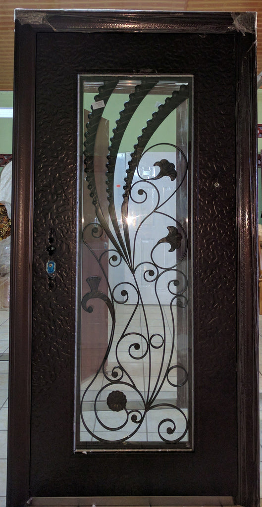 Single Wrought Iron Security Door A-11, Color C 6 Rough