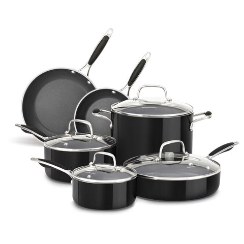 KitchenAid Midnight Black Hard Anodized Nonstick 10-Piece Cookware Set