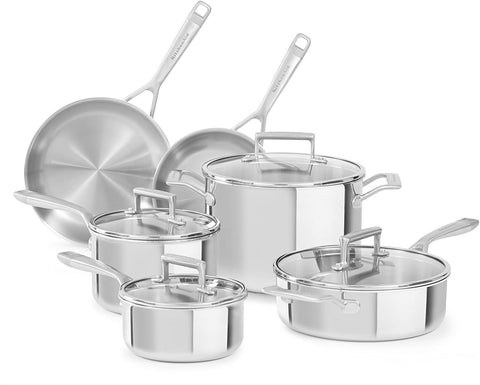 KITCHENAID 10PC PIECE STAINLESS STEEL COOKWARE