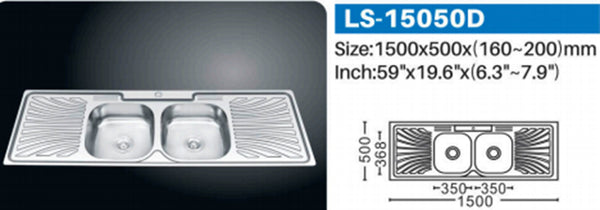 LS-15050D STAINLESS STEEL KITCHEN SINK