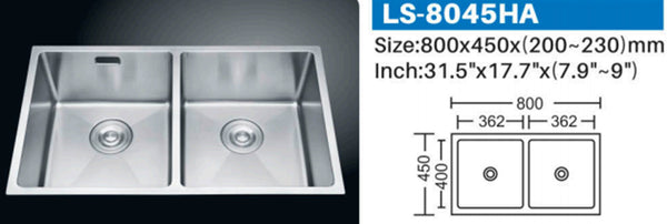 LS-8045HA STAINLESS STEEL KITCHEN SINK
