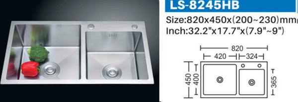 LS-8245DHB STAINLESS STEEL KITCHEN SINK