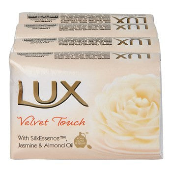 LUX VELVET TOUCH JASMINE & ALMOND OIL SOAP BARS 3x80g