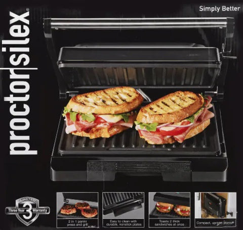 PROCTOR SILEX 2IN1 PANINI PRESS & GRILL 25440PS