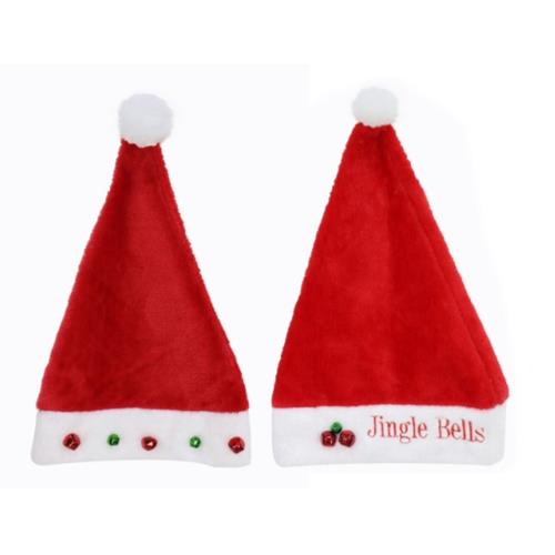 X MAS PLUSH SANTA HAT WITH JINGLE BELLS