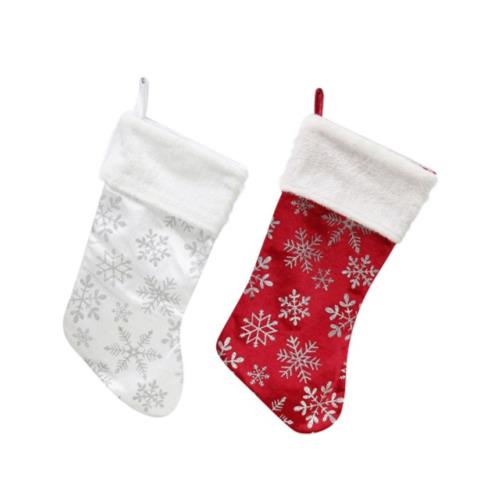 X MAS VELVET GLITTER SNOWFLAKES STOCKINGS
