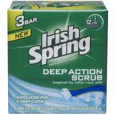 Irish Spring - 3 Bars Deep Action Scrub Soap